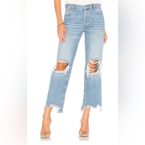 Free People We The Free Maggie Straight Jean in Light Stone Size 30 - Picture 2 of 16